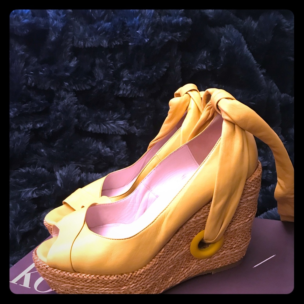 Kooba Leather Espadrille Wedge